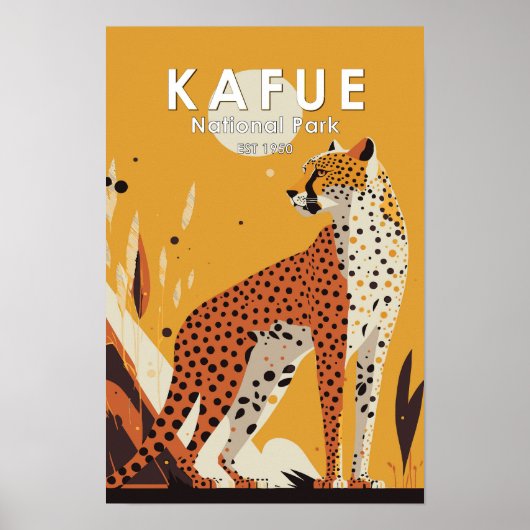 Kafue National Park Zambia Retro Poster (Voorkant)
