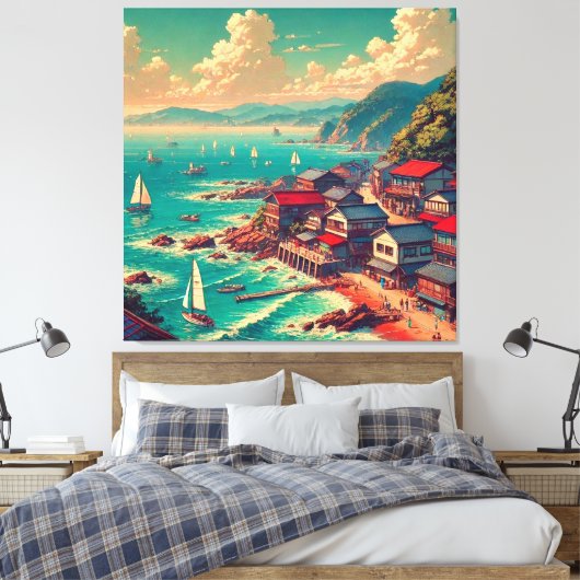 (Kagayaku Umibe) - Schijnende kust Canvas Afdruk (Insitu (Slaapkamer))