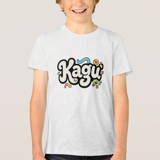 Kagu Tropical Smile voor kinderen Tri-Blend Shirt (Voorkant)