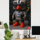 Kagu working at the data center poster (Thuiskantoor)