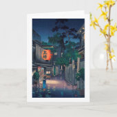 Kagurazaka in de regen, Tsuchiya Koitsu, Woodcut Kaart (Gele Bloem)