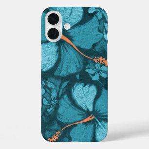 Kahala Hibiscus Hawaiian Lava Rock Blauwgroen iPhone 16 Plus Hoesje