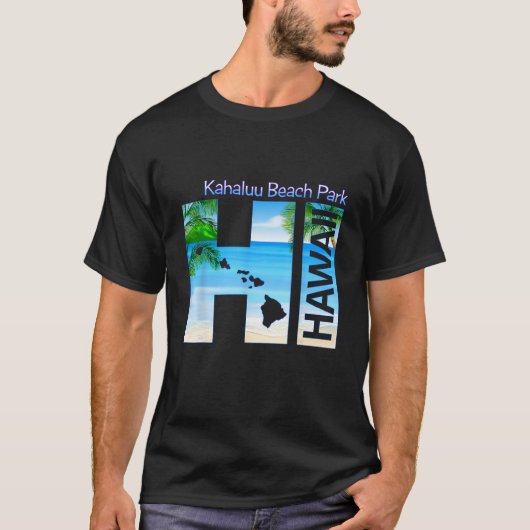 Kahaluu Beach Park HI Hawaï Aloha State Vakantie T-shirt (Voorkant)