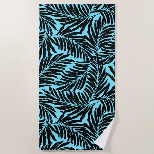 Kahanu Garden Hawaiian Palm Leaves - Aqua Strandlaken (Voorkant)