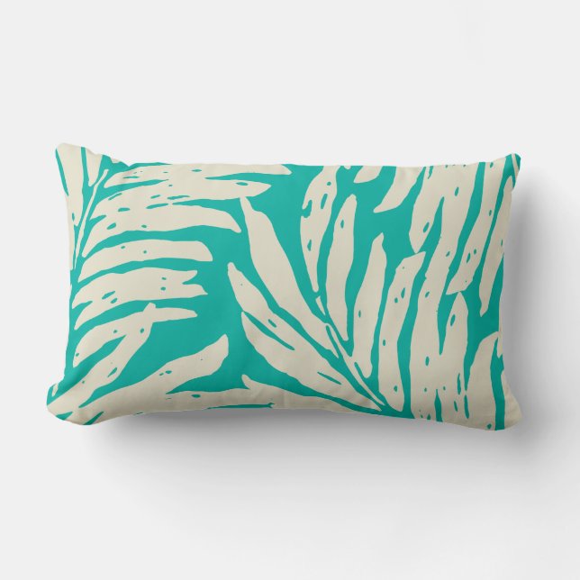 Kahanu Garden Hawaiian Palm Leaves Reversible Kussen (Voorkant)
