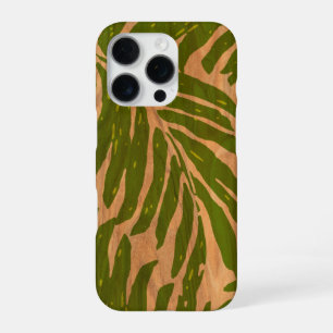 Kahanu Hawaiian Palm Faux Wood in Green Hoesje-Mat iPhone 16 Pro Hoesje
