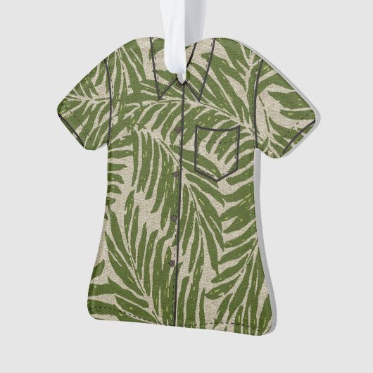 Kahanu Palms Hawaiian Faux Linen Aloha Shirt Ornament (voorkant)