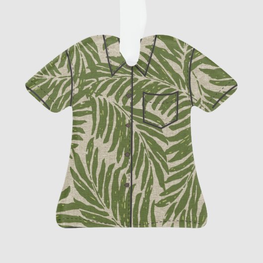 Kahanu Palms Hawaiian Faux Linen Aloha Shirt Ornament (voorkant)