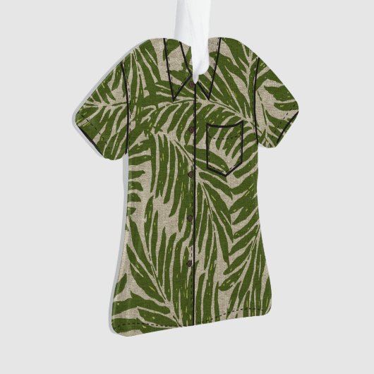Kahanu Palms Hawaiian Faux Linen Aloha Shirt Ornament (voorkant)
