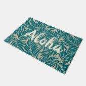 Kahanu Palms Hawaiian Faux Linen Texture Aloha Deurmat (Schuin)