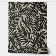 Kahanu Palms Hawaiian Faux Linnen Textuur- Zwart