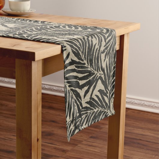 Kahanu Palms Hawaiian Linen Texture Korte Tafelloper (Voorbeeld)