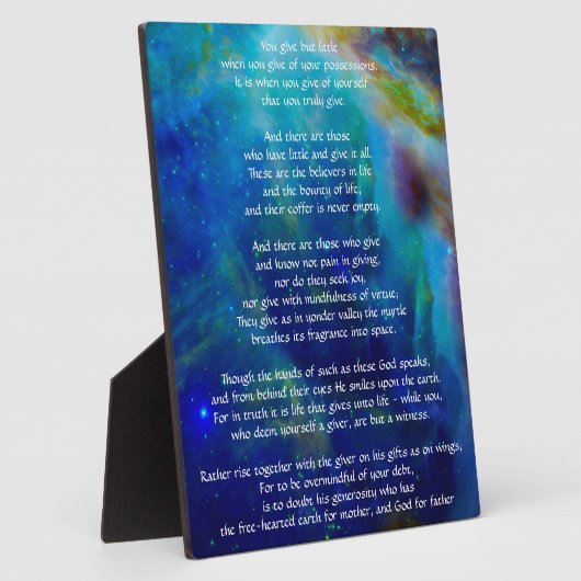 Kahlil Gibran over Giving Fotoplaat (Zijkant)