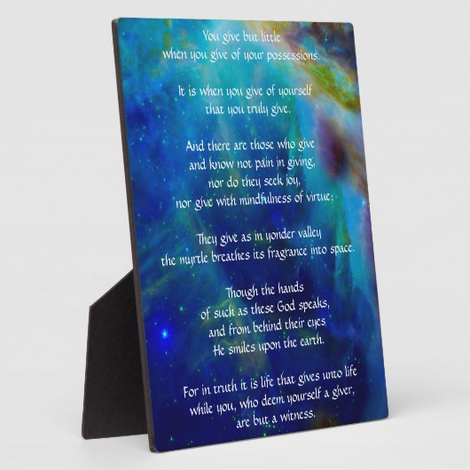 Kahlil Gibran over Giving Fotoplaat (Zijkant)