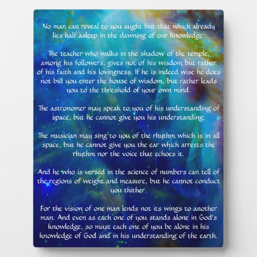 Kahlil Gibran over onderwijzen Fotoplaat (Voorkant)