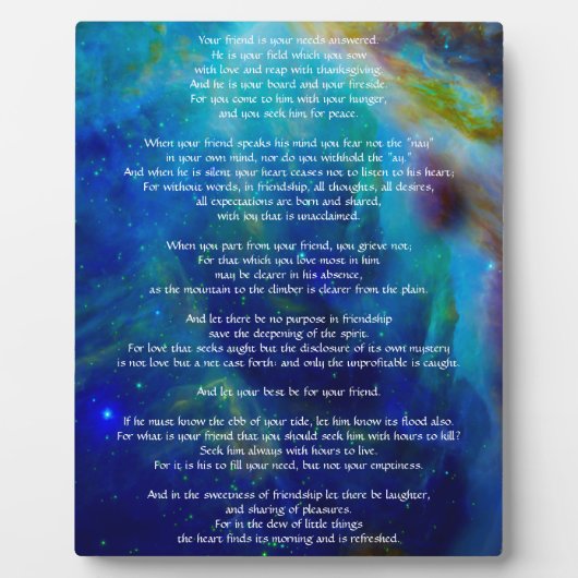 Kahlil Gibran over vriendschap Fotoplaat (Voorkant)