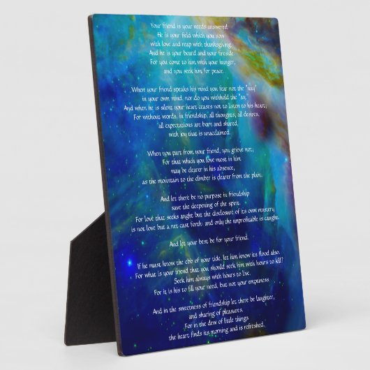 Kahlil Gibran over vriendschap Fotoplaat (Zijkant)