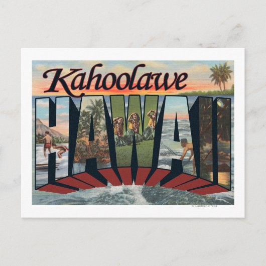 Kahoolawe, Hawaii - Grote letterscènes Briefkaart (Voorkant)