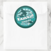 Kahului Hawaii blauwgroen surfer logo stickers (Tas)