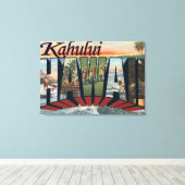 Kahului, Hawaii - Grote lettertjes Canvas Afdruk (Insitu (Houten vloer))