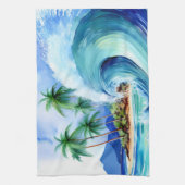 Kai Aloha Eiland Watercolor Golfslag Theedoek (Verticaal)