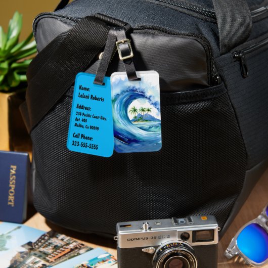 Kai Aloha Eiland Waterverf Golf Bagagelabel (Voorkant /achterkant)