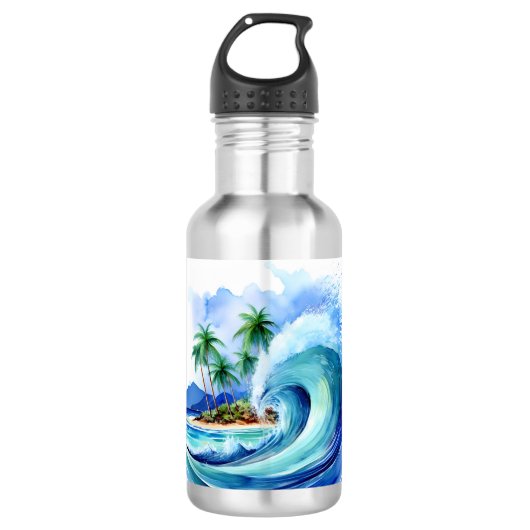 Kai Aloha Eiland Waterverf Golf Waterfles (Voorkant)