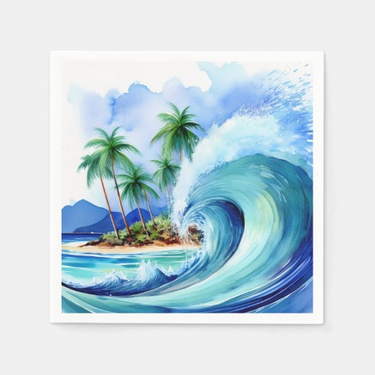 Kai Aloha Island Watercolor Wave Servet (Voorkant)
