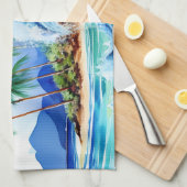 Kai Aloha Island Watercolor Wave Theedoek (Quarter Fold)