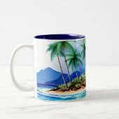 Kai Aloha Island Watercolor Wave Tweekleurige Koffiemok (Links)