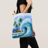 Kai Aloha Island Waterverf Wave Beach Bag Tote Bag (Dichtbij)