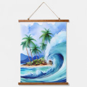 Kai Aloha Island Waterverf Wave Hangend Wandkleed (Voorkant)