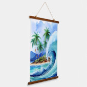 Kai Aloha Island Waterverf Wave Hangend Wandkleed (Gebogen)