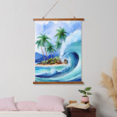 Kai Aloha Island Waterverf Wave Hangend Wandkleed (Slaapkamer)