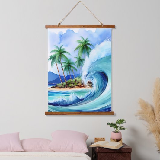 Kai Aloha Island Waterverf Wave Hangend Wandkleed (Slaapkamer)