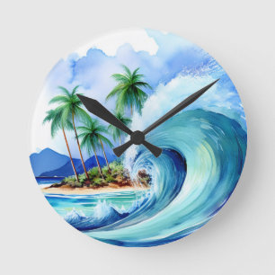 Kai Aloha Island Waterverf Wave Ronde Klok