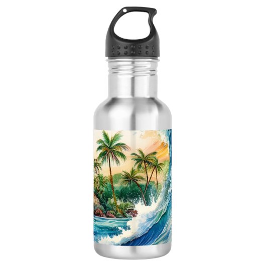 Kai Aloha Motu Watercolor Wave Waterfles (Voorkant)