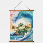 Kai Aloha Motu Waterverf Wave Hangend Wandkleed (Voorkant)