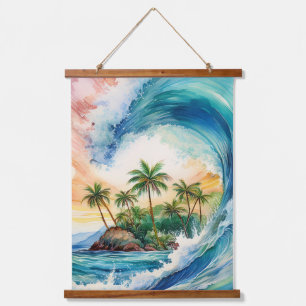 Kai Aloha Motu Waterverf Wave Hangend Wandkleed