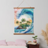 Kai Aloha Motu Waterverf Wave Hangend Wandkleed (Slaapkamer)