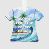 Kai Aloha Palms Waterverf Wave Aloha Shirt Ornament (achterkant)