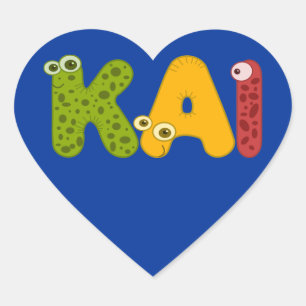Kai - Dierlijk alfabet Hart Sticker