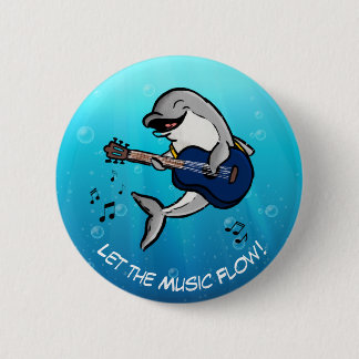 Kai Dolphin's Muziekgeluks Knop - 'Laat de Muziek Ronde Button 5,7 Cm