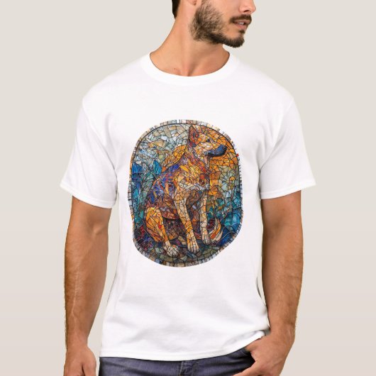 Kai Ken-hond gebrandschilderde glaskunst T-shirt (Voorkant)
