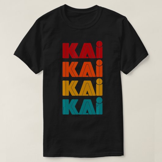 Kai-naam, retro, voornaam kleurrijke gealigneerde t-shirt (Design voorkant)
