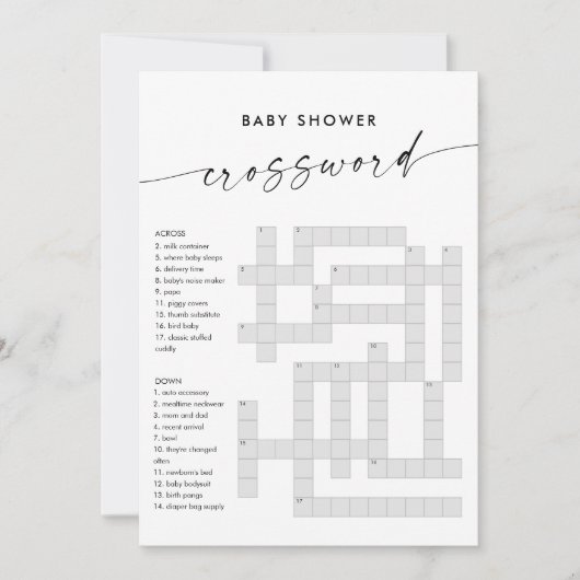 KAIA Baby shower Crossword Game Kaart (Voorkant)