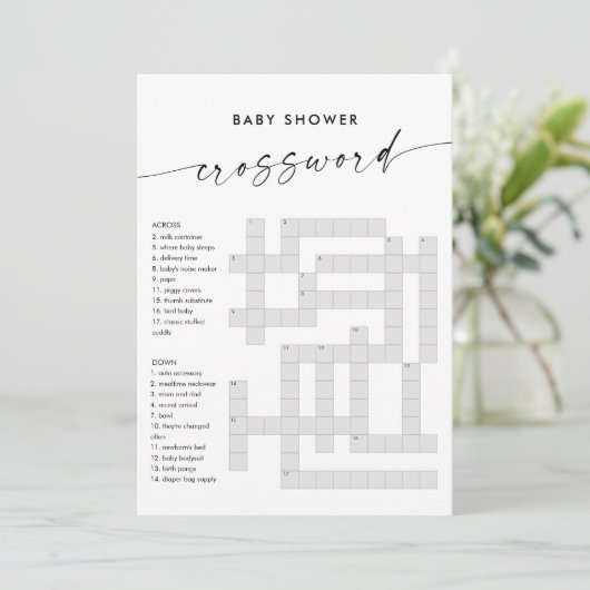 KAIA Baby shower Crossword Game Kaart (Staand voorkant)