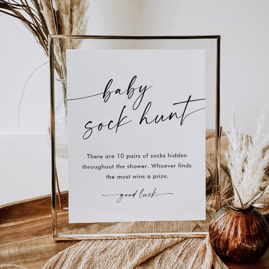 KAIA Baby Sock Hunt Baby shower Spel Sign Poster