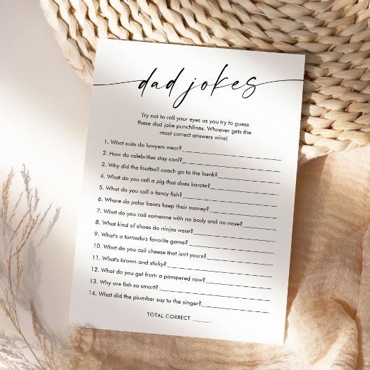 KAIA Dad Jokes Baby shower Game Kaart