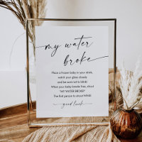 KAIA Mijn Water Broke Baby shower Game Sign